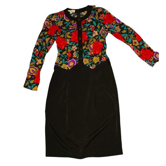 Vintage David Warren New York Floral Button-Up  Dress – Made in USA – Size 10 - Picture 10 of 12